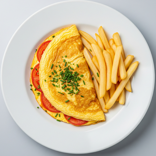Cheese & Tomato Omelette With Chips 