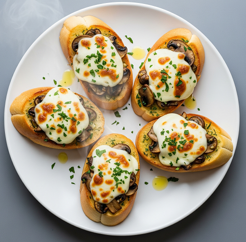 Garlic Bread With Garlic Mushrooms & Cheese 