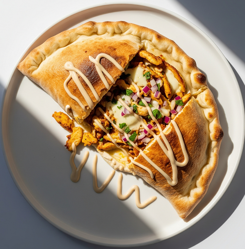 Chips, Cheese & Spicy Chicken Calzone 