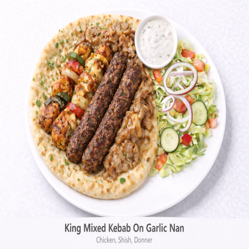 King Mixed Kebab On Garlic Nan 